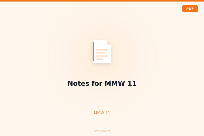 Notes for MMW 11