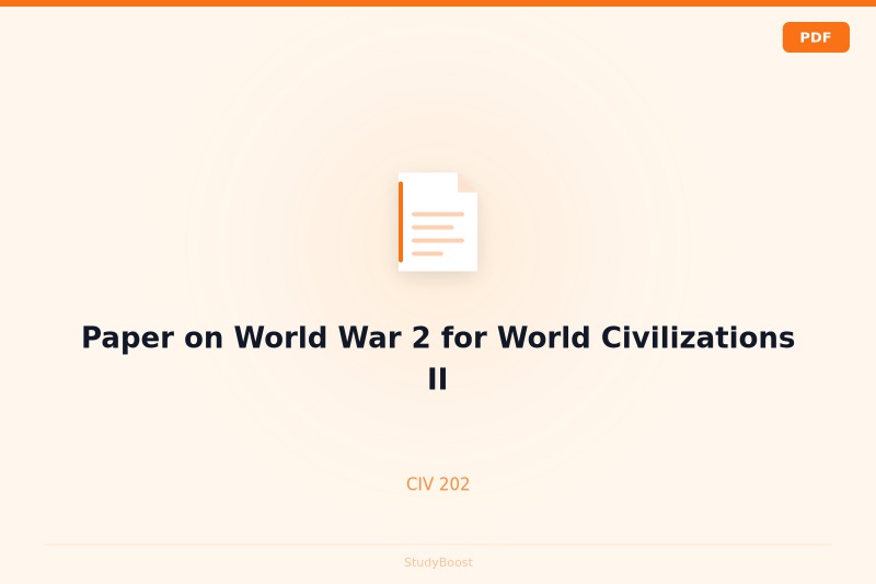 Paper on World War 2 for World Civilizations II