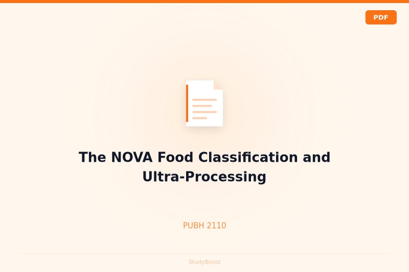 The NOVA Food Classification and Ultra-Processing