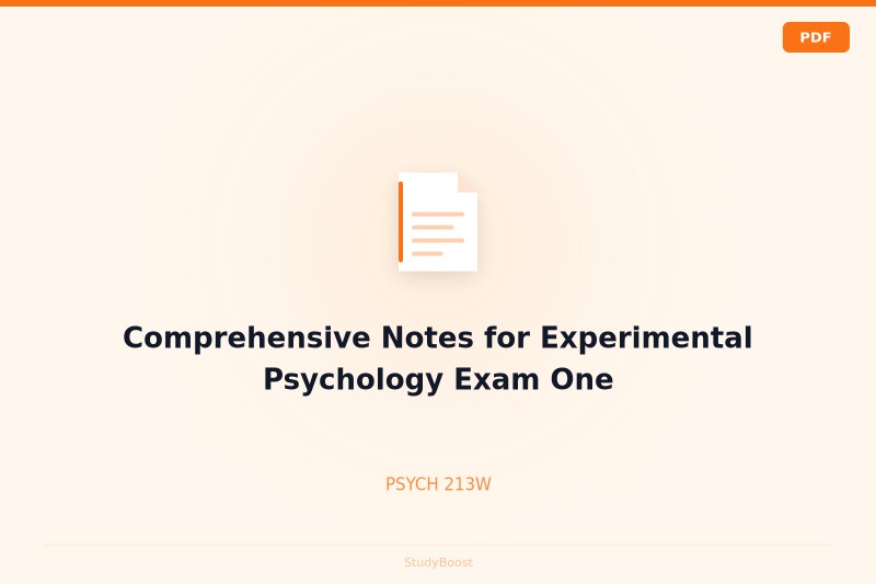 Comprehensive Notes for Experimental Psychology Exam One