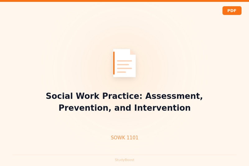 Social Work Practice: Assessment, Prevention, and Intervention