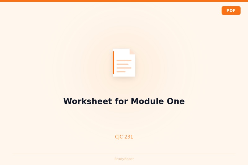 Worksheet for Module One