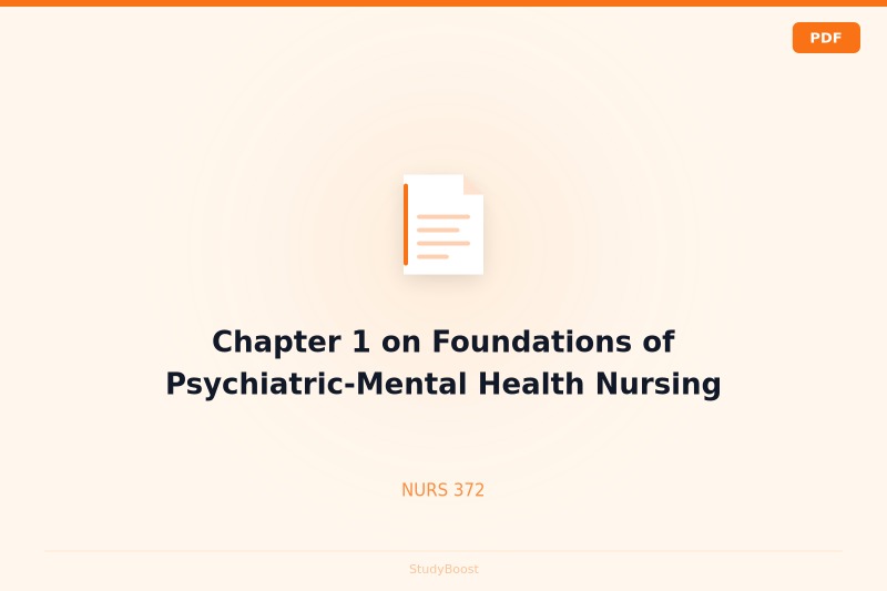 Chapter 1 on Foundations of Psychiatric-Mental Health Nursing