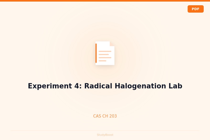 Experiment 4: Radical Halogenation Lab