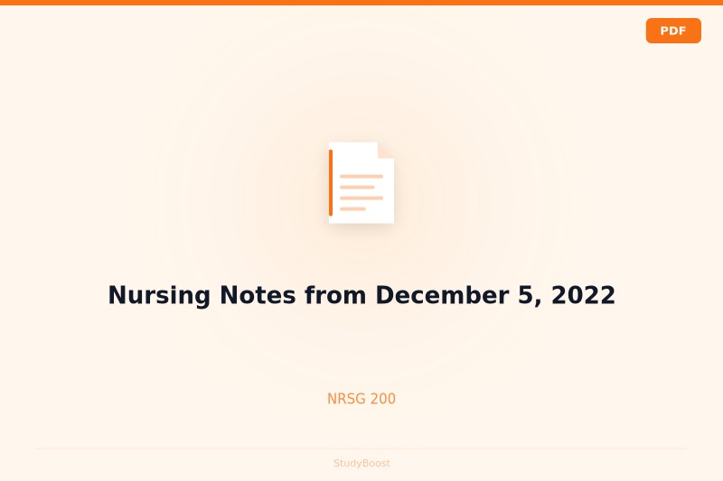 Nursing Notes from December 5, 2022