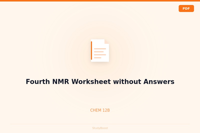 Fourth NMR Worksheet without Answers