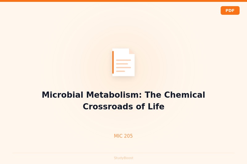 Microbial Metabolism: The Chemical Crossroads of Life