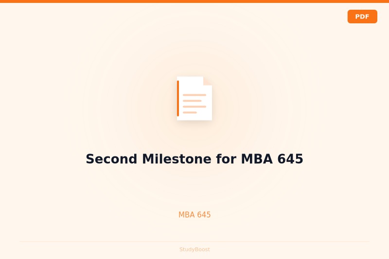 Second Milestone for MBA 645