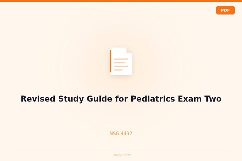 Revised Study Guide for Pediatrics Exam Two