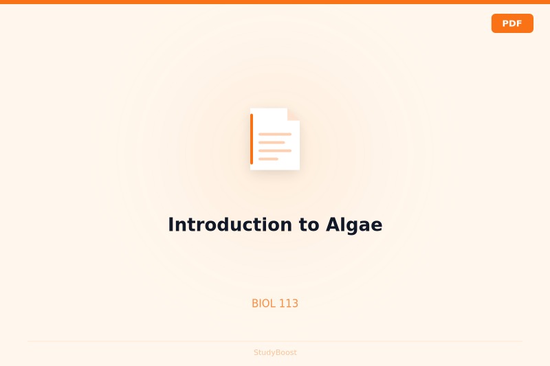 Introduction to Algae