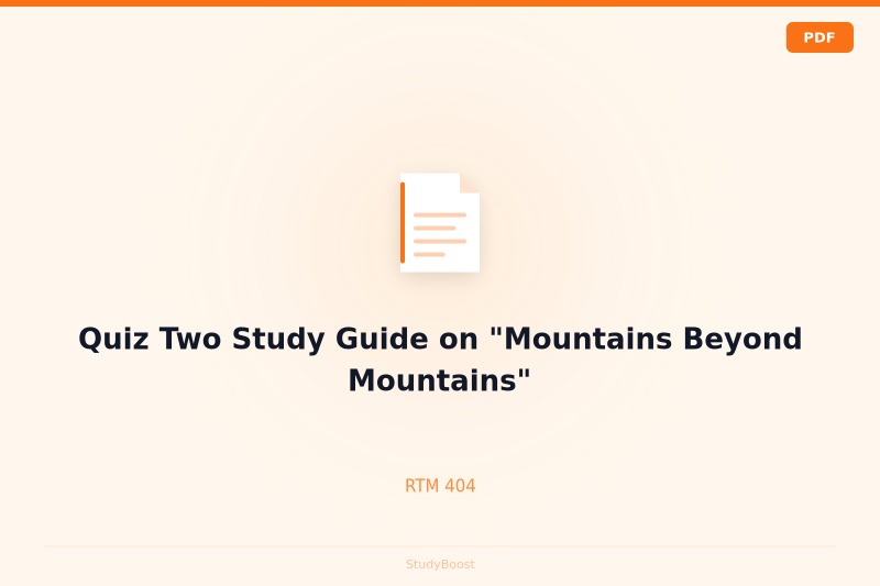 Quiz Two Study Guide on "Mountains Beyond Mountains"