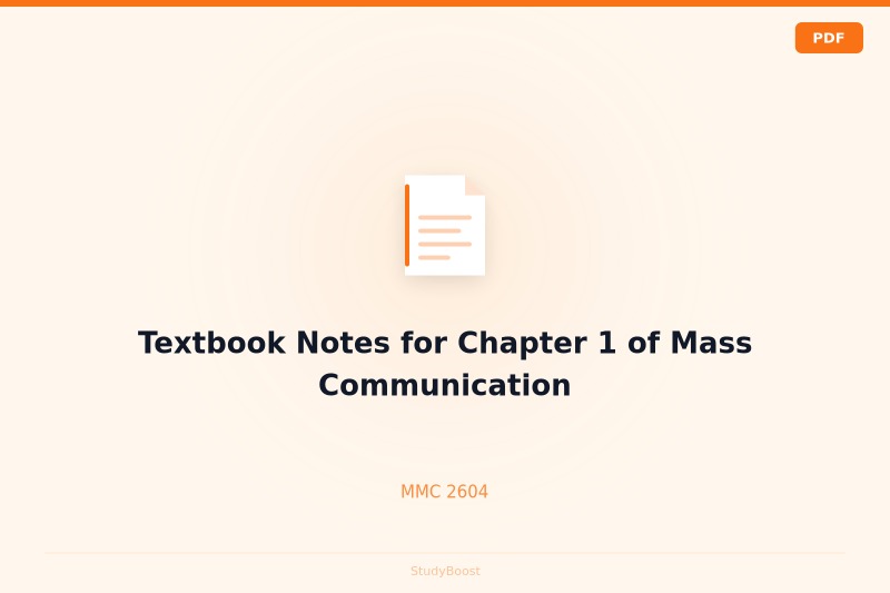 Textbook Notes for Chapter 1 of Mass Communication