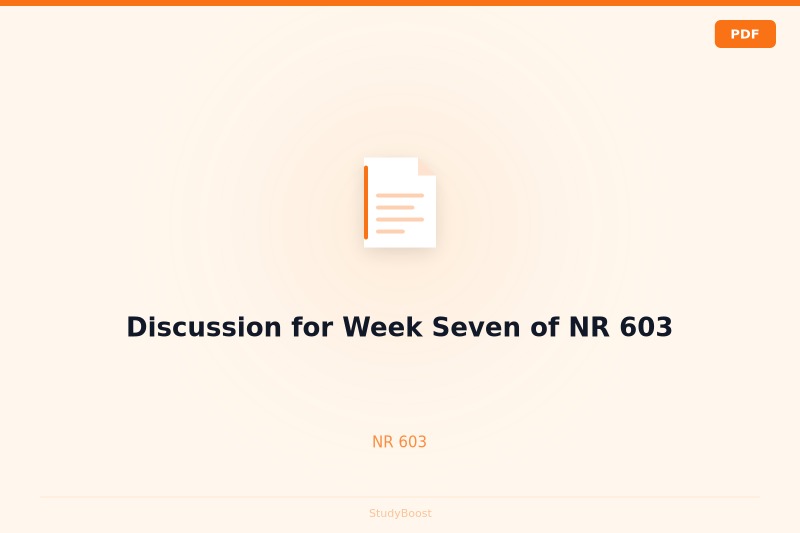 Discussion for Week Seven of NR 603
