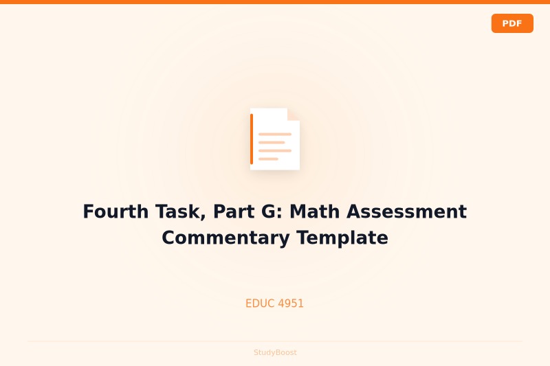 Fourth Task, Part G: Math Assessment Commentary Template