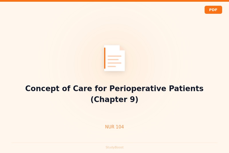 Concept of Care for Perioperative Patients (Chapter 9)