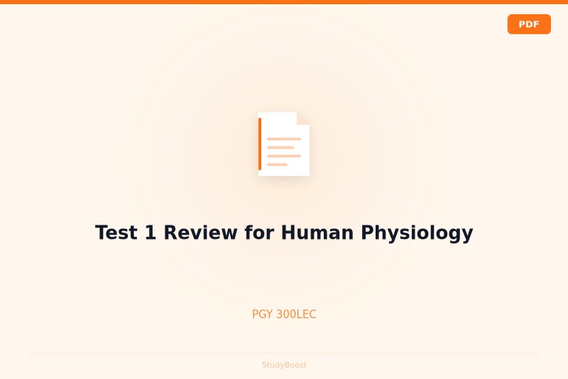 Test 1 Review for Human Physiology