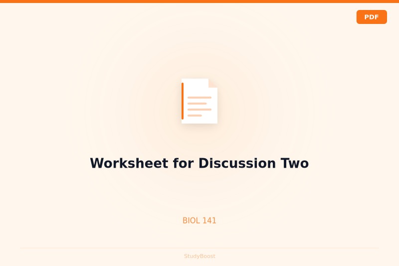 Worksheet for Discussion Two
