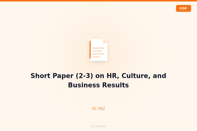 Short Paper (2-3) on HR, Culture, and Business Results