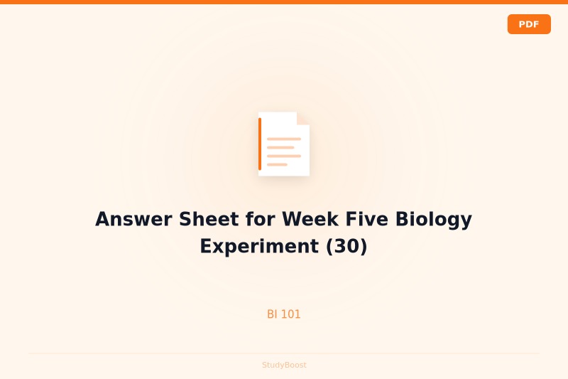 Answer Sheet for Week Five Biology Experiment (30)