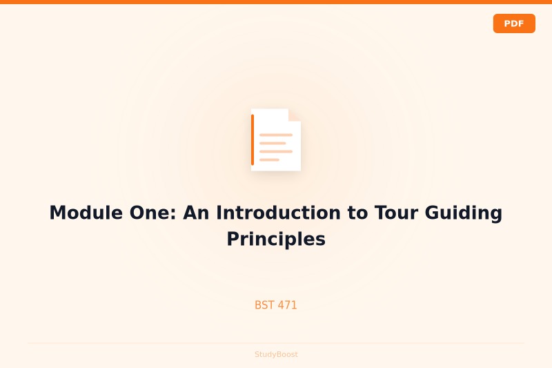 Module One: An Introduction to Tour Guiding Principles