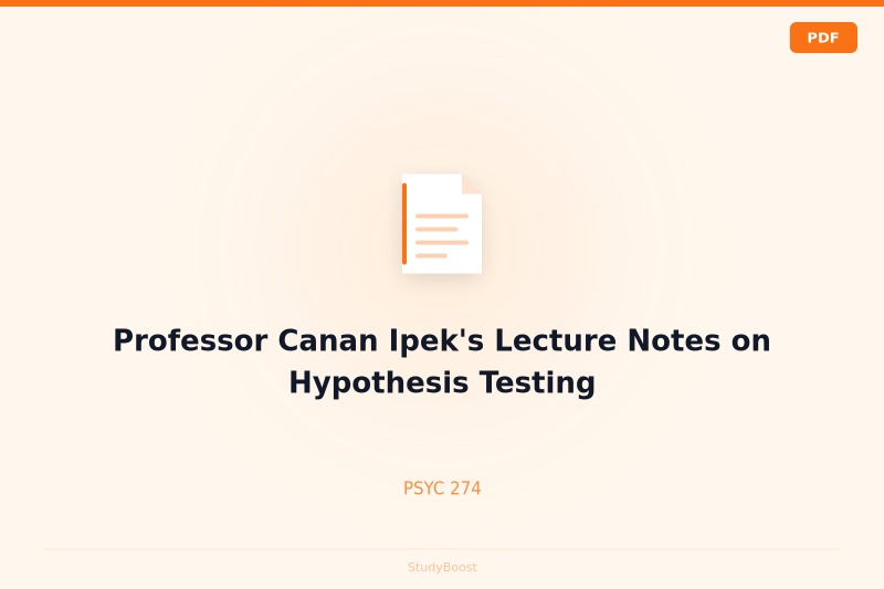 Professor Canan Ipek's Lecture Notes on Hypothesis Testing