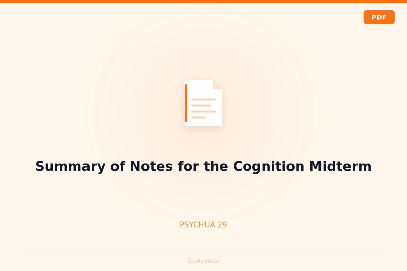 Summary of Notes for the Cognition Midterm