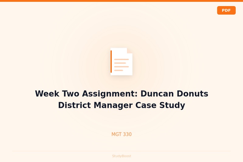 Week Two Assignment: Duncan Donuts District Manager Case Study