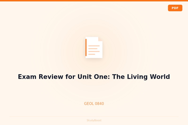 Exam Review for Unit One: The Living World