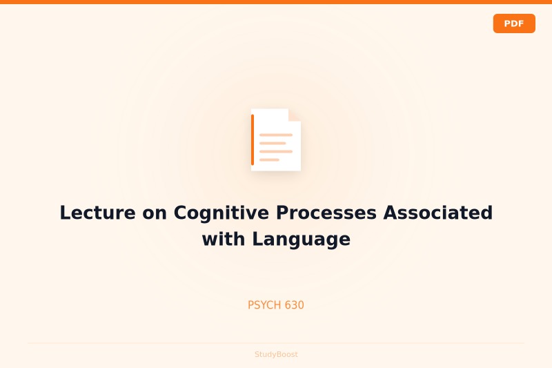 Lecture on Cognitive Processes Associated with Language