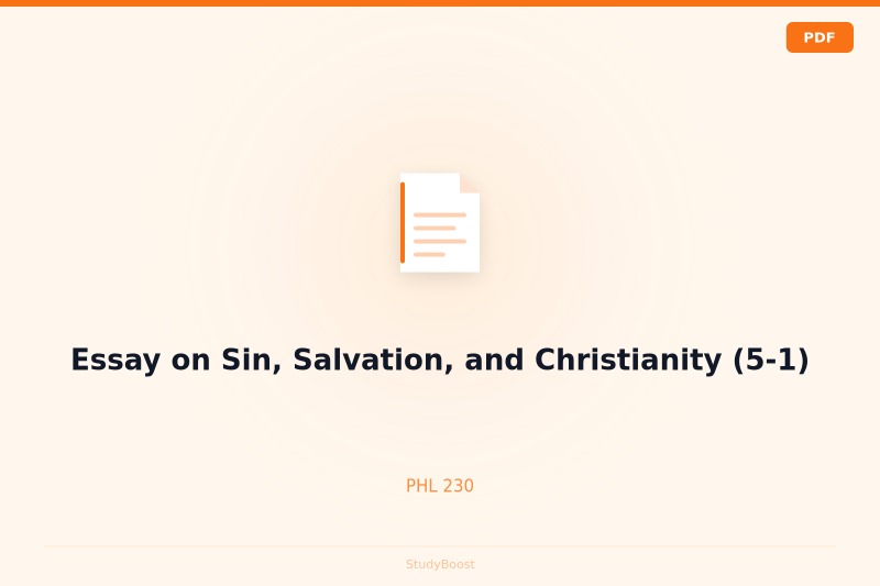 Essay on Sin, Salvation, and Christianity (5-1)