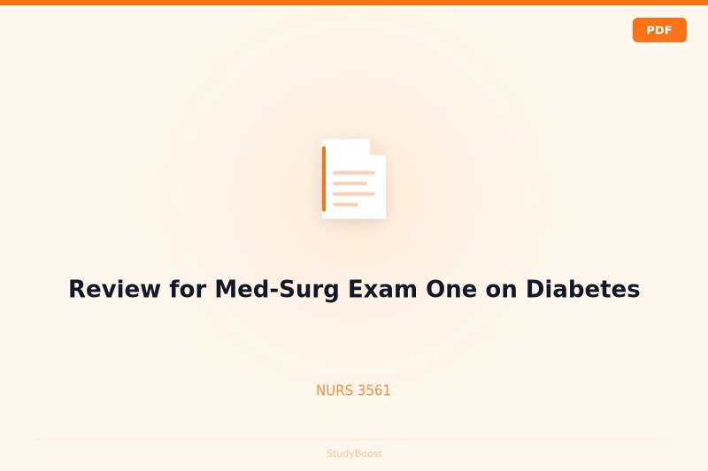 Review for Med-Surg Exam One on Diabetes