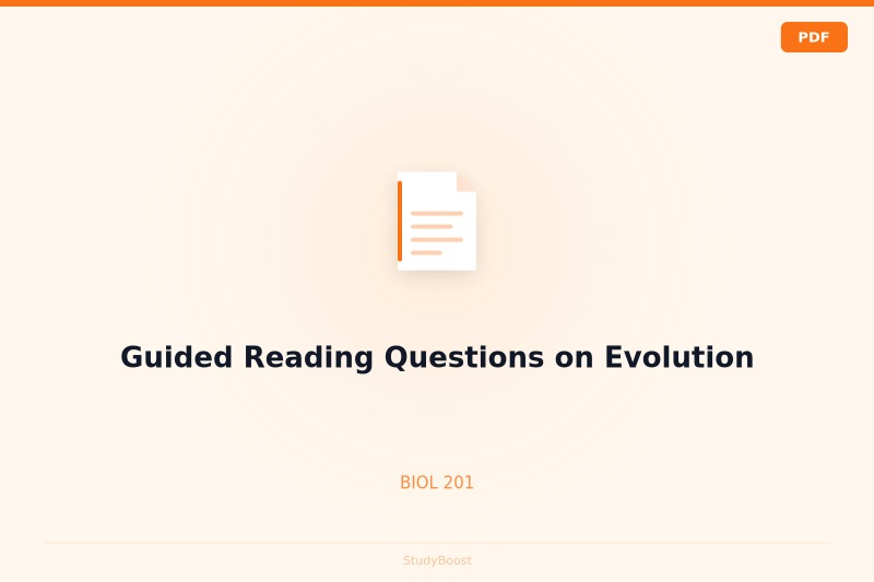 Guided Reading Questions on Evolution