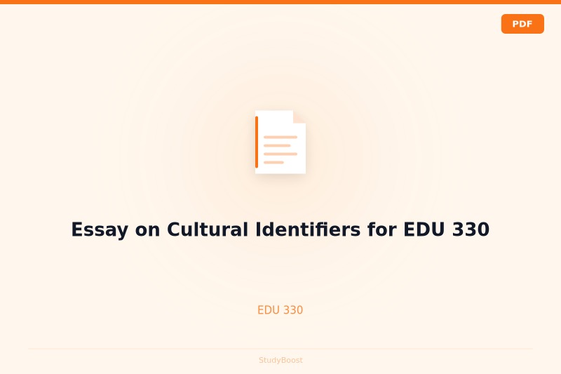 Essay on Cultural Identifiers for EDU 330