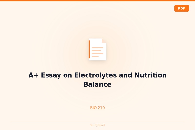 A+ Essay on Electrolytes and Nutrition Balance