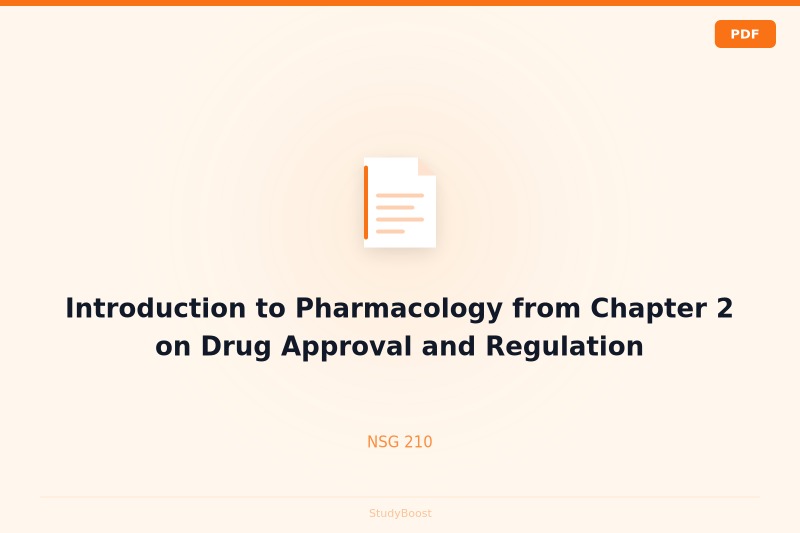 Introduction to Pharmacology from Chapter 2 on Drug Approval and Regulation