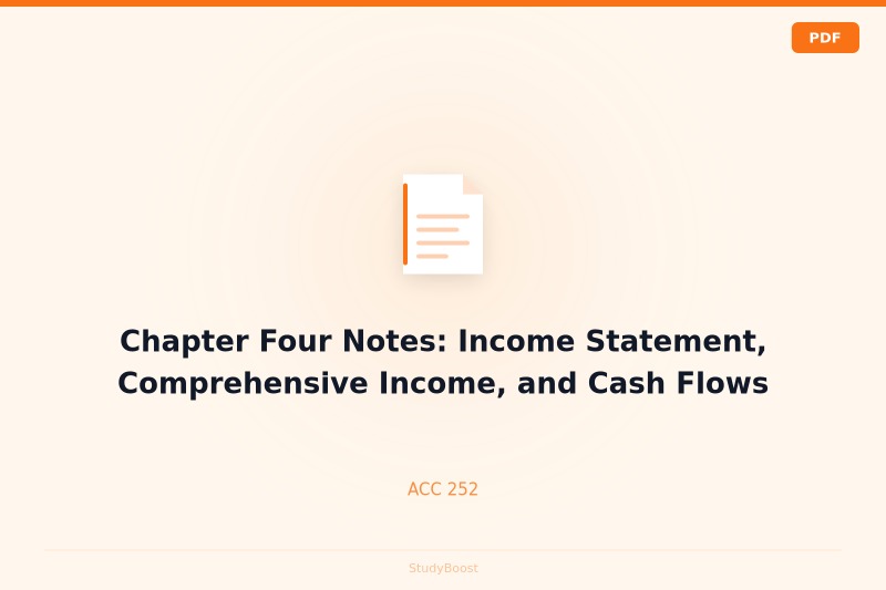 Chapter Four Notes: Income Statement, Comprehensive Income, and Cash Flows
