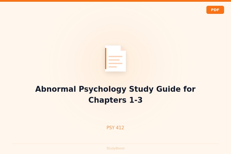 Abnormal Psychology Study Guide for Chapters 1-3