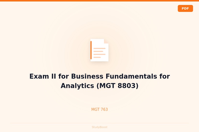 Exam II for Business Fundamentals for Analytics (MGT 8803)