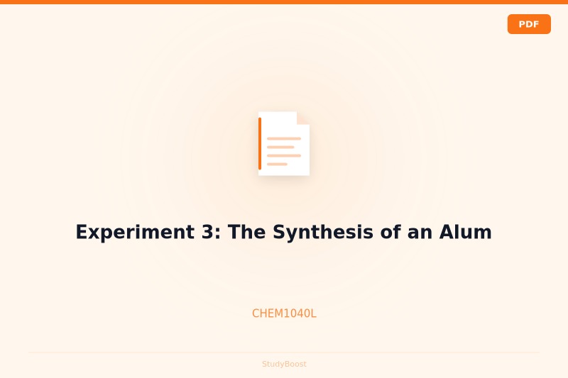 Experiment 3: The Synthesis of an Alum