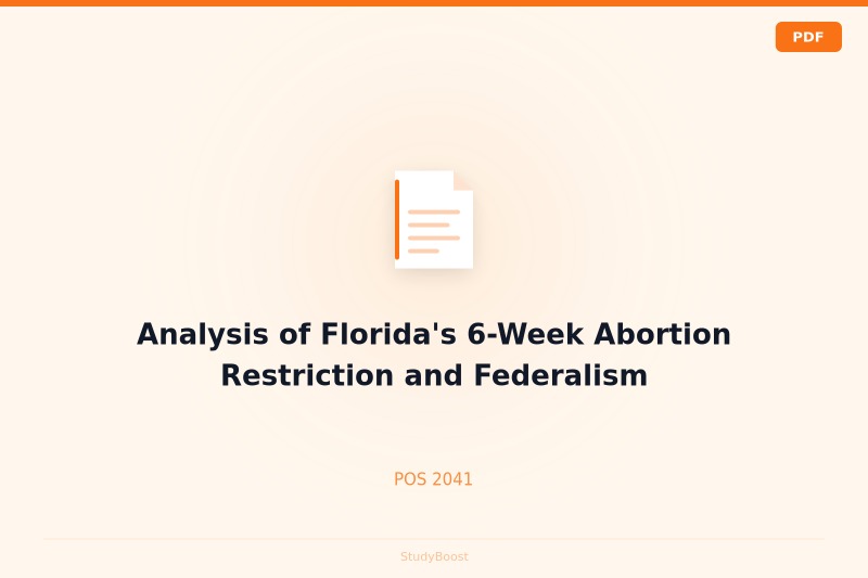 Analysis of Florida's 6-Week Abortion Restriction and Federalism