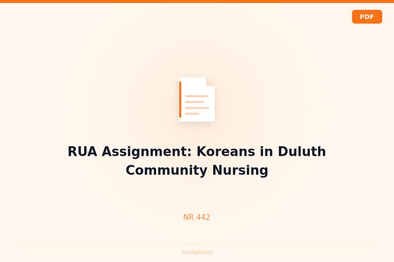 RUA Assignment: Koreans in Duluth Community Nursing
