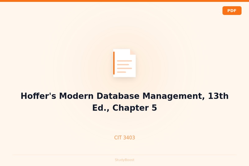 Hoffer's Modern Database Management, 13th Ed., Chapter 5
