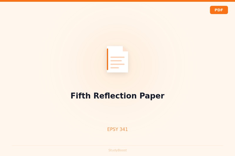 Fifth Reflection Paper