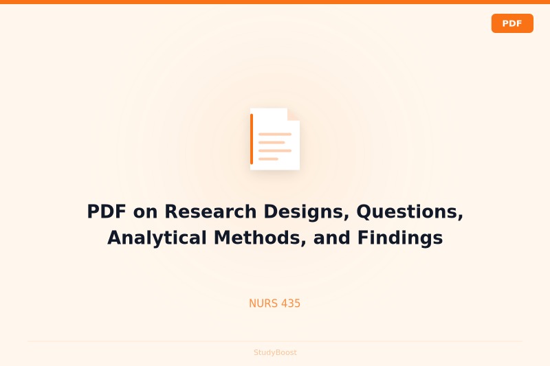 PDF on Research Designs, Questions, Analytical Methods, and Findings
