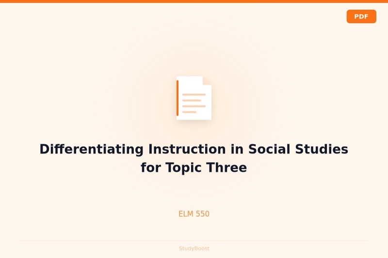 Differentiating Instruction in Social Studies for Topic Three