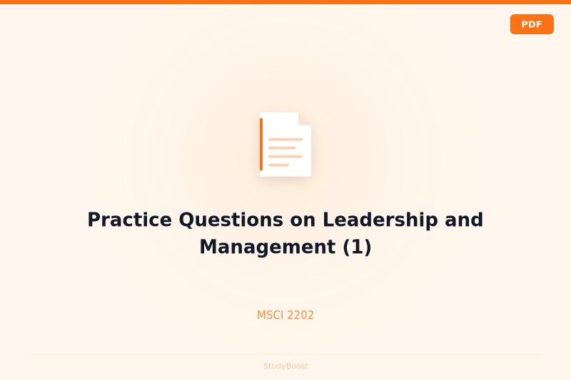 Practice Questions on Leadership and Management (1)