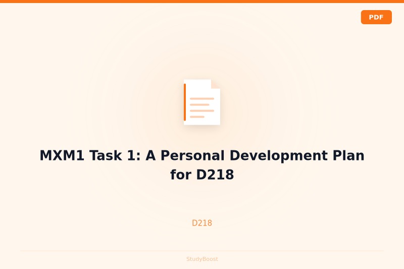 MXM1 Task 1: A Personal Development Plan for D218