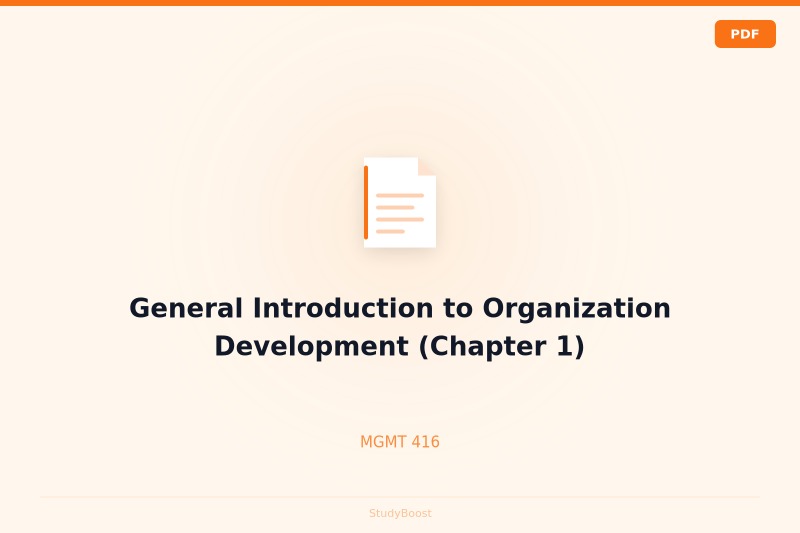 General Introduction to Organization Development (Chapter 1)