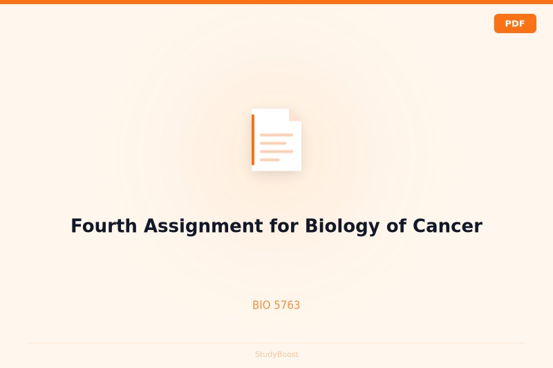 Fourth Assignment for Biology of Cancer