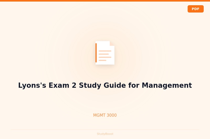 Lyons's Exam 2 Study Guide for Management